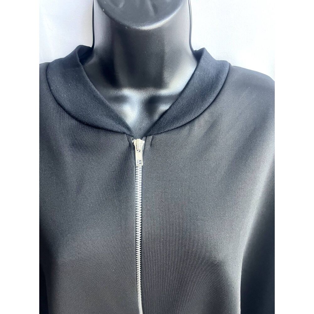 Boohoo NWT Black Full Zip Organza Mesh Sleeve Bomber Black Plus Size 20 Basics - Picture 2 of 12